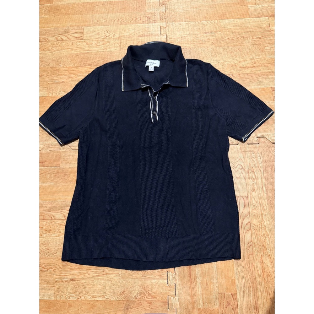 Goodfellow & Co Mens Navy Blue Textured Knit Short Sleeve Polo Shirt Size M